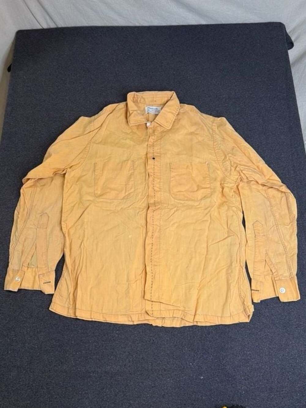 Vintage 1960s Shantonelle by Enro Yellow Cotton Rayon Blend Long Sleeve Button D